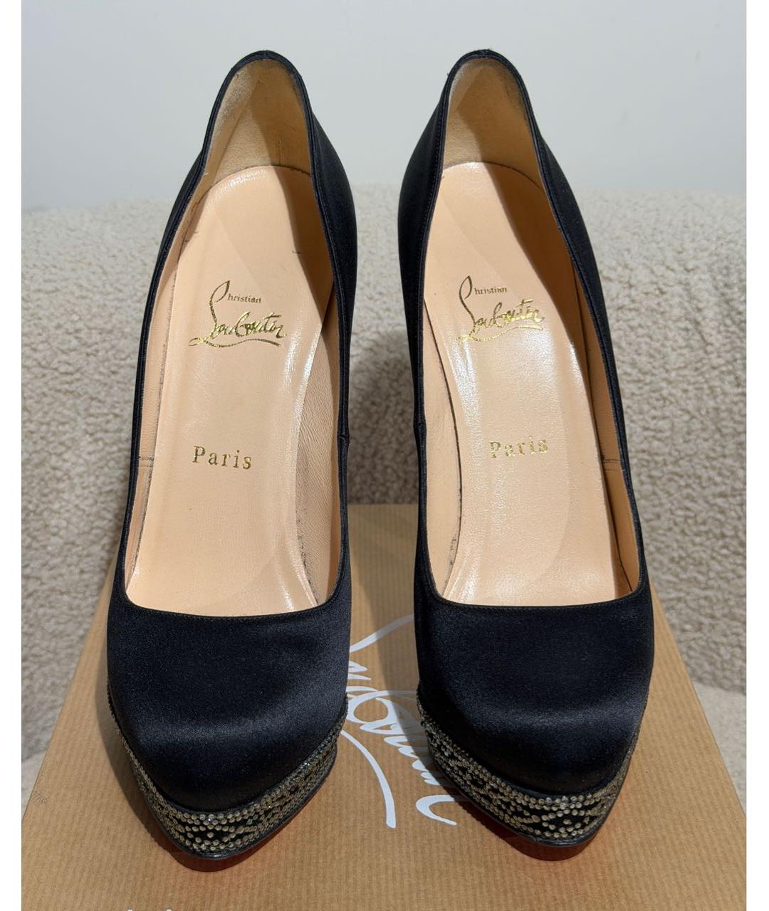 CHRISTIAN LOUBOUTIN Черные текстильные туфли, фото 2