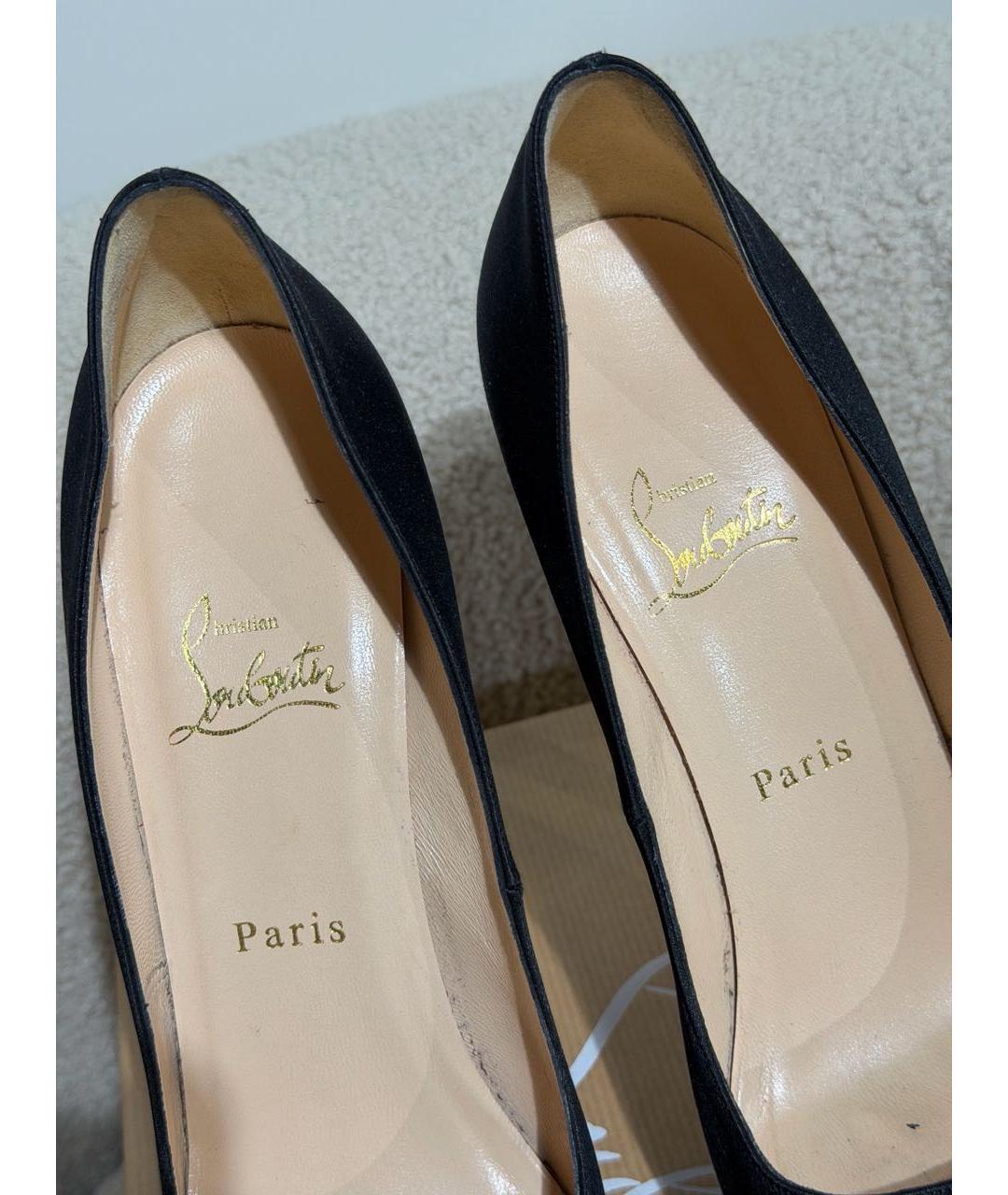 CHRISTIAN LOUBOUTIN Черные текстильные туфли, фото 3