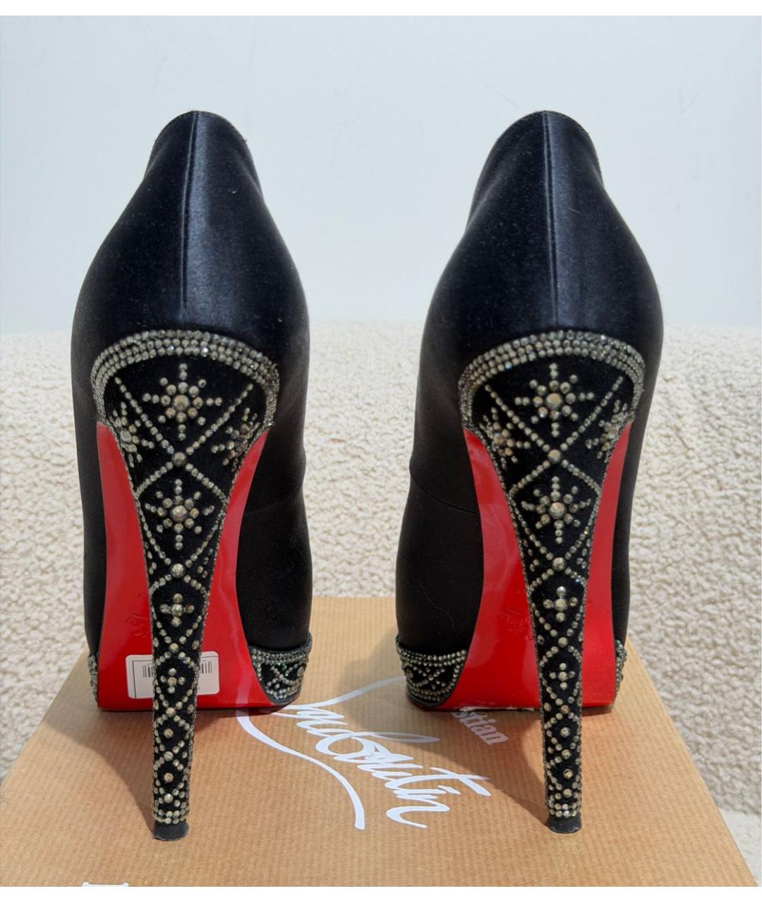 CHRISTIAN LOUBOUTIN Черные текстильные туфли, фото 4