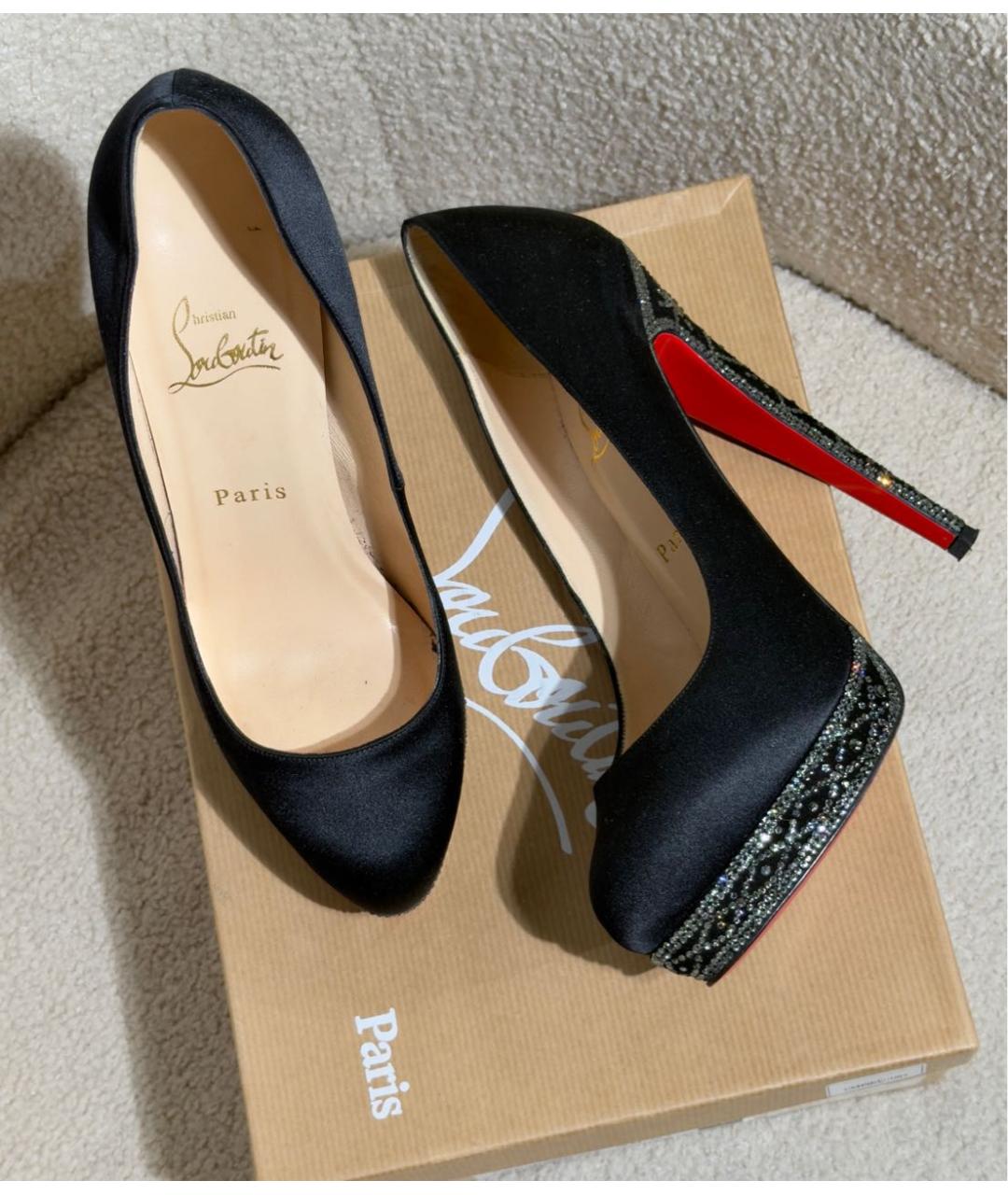 CHRISTIAN LOUBOUTIN Черные текстильные туфли, фото 5