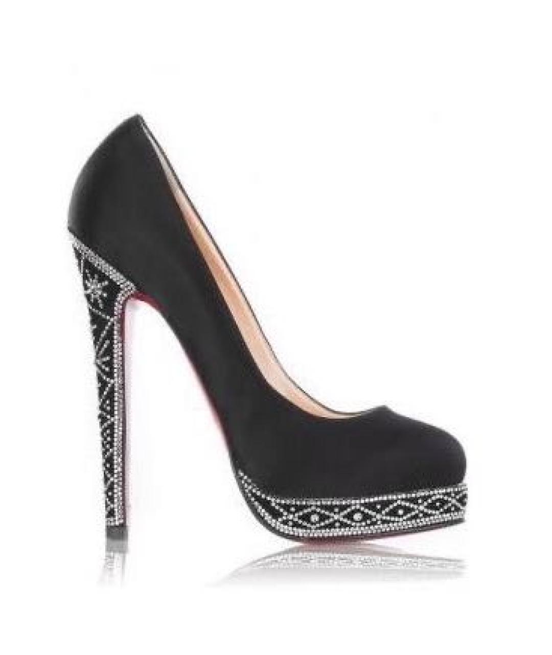 CHRISTIAN LOUBOUTIN Черные текстильные туфли, фото 8