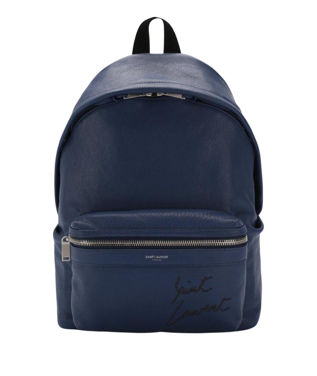SAINT LAURENT Темно-синий кожаный рюкзак, фото 1