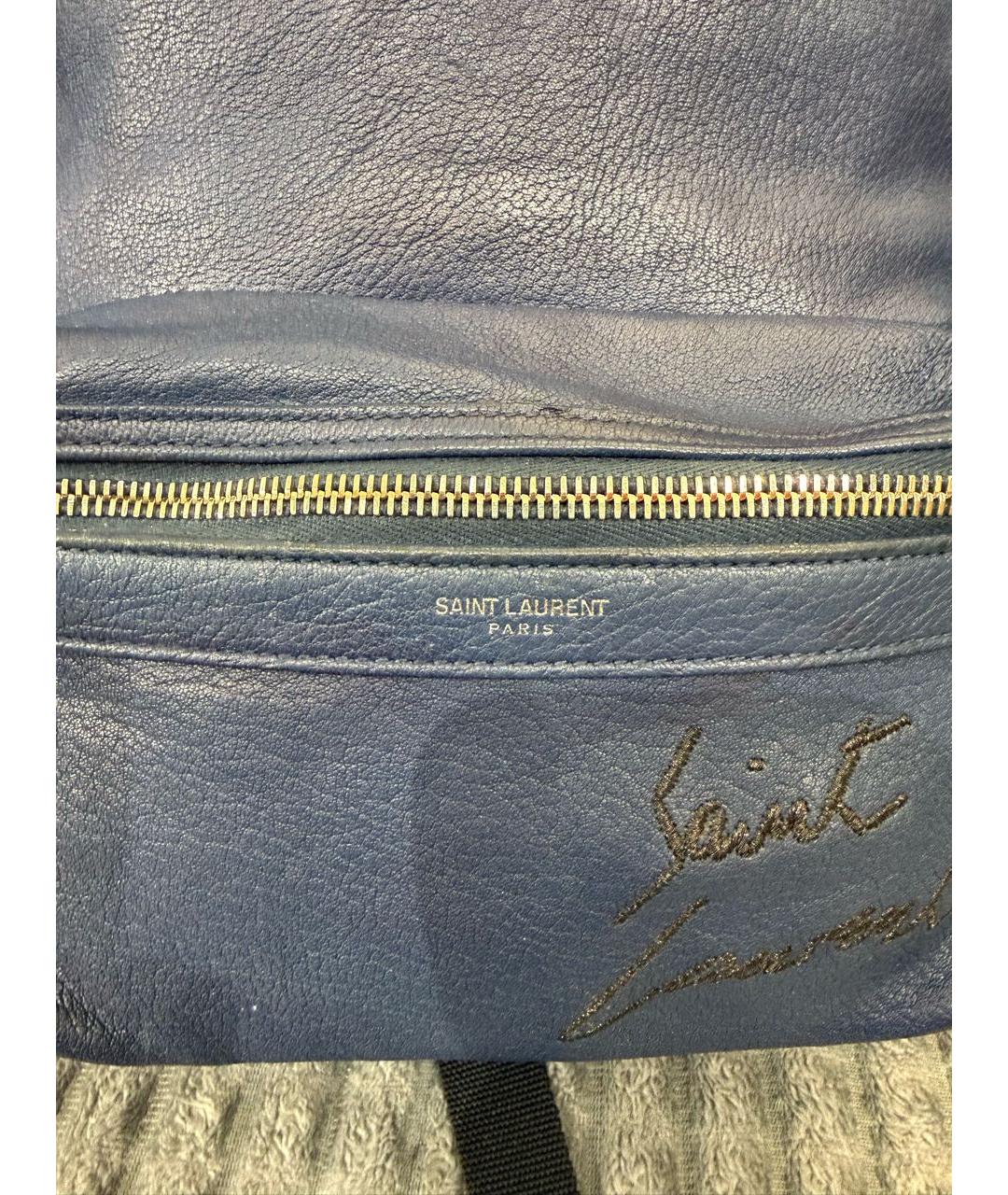 SAINT LAURENT Темно-синий кожаный рюкзак, фото 7