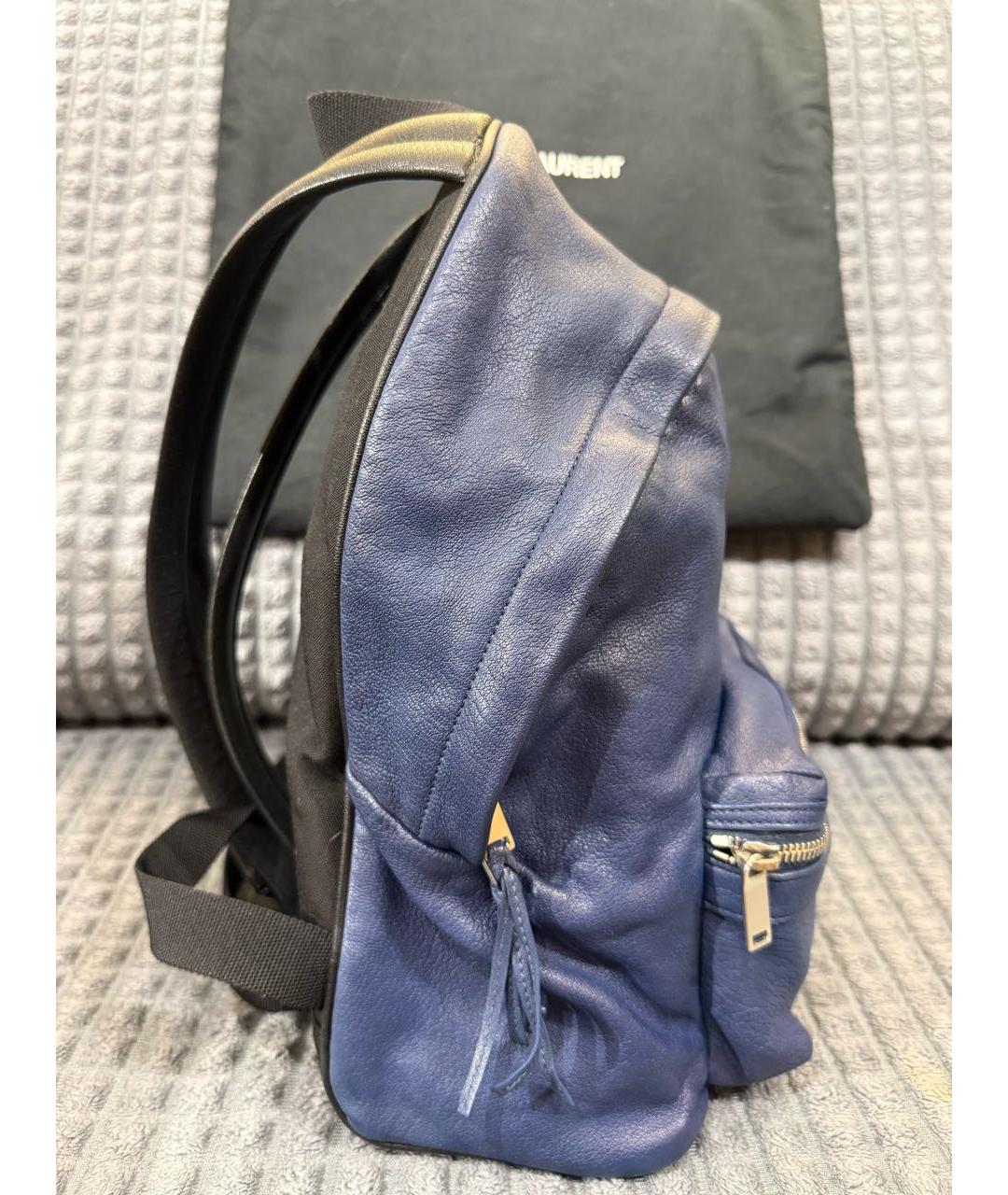 SAINT LAURENT Темно-синий кожаный рюкзак, фото 4