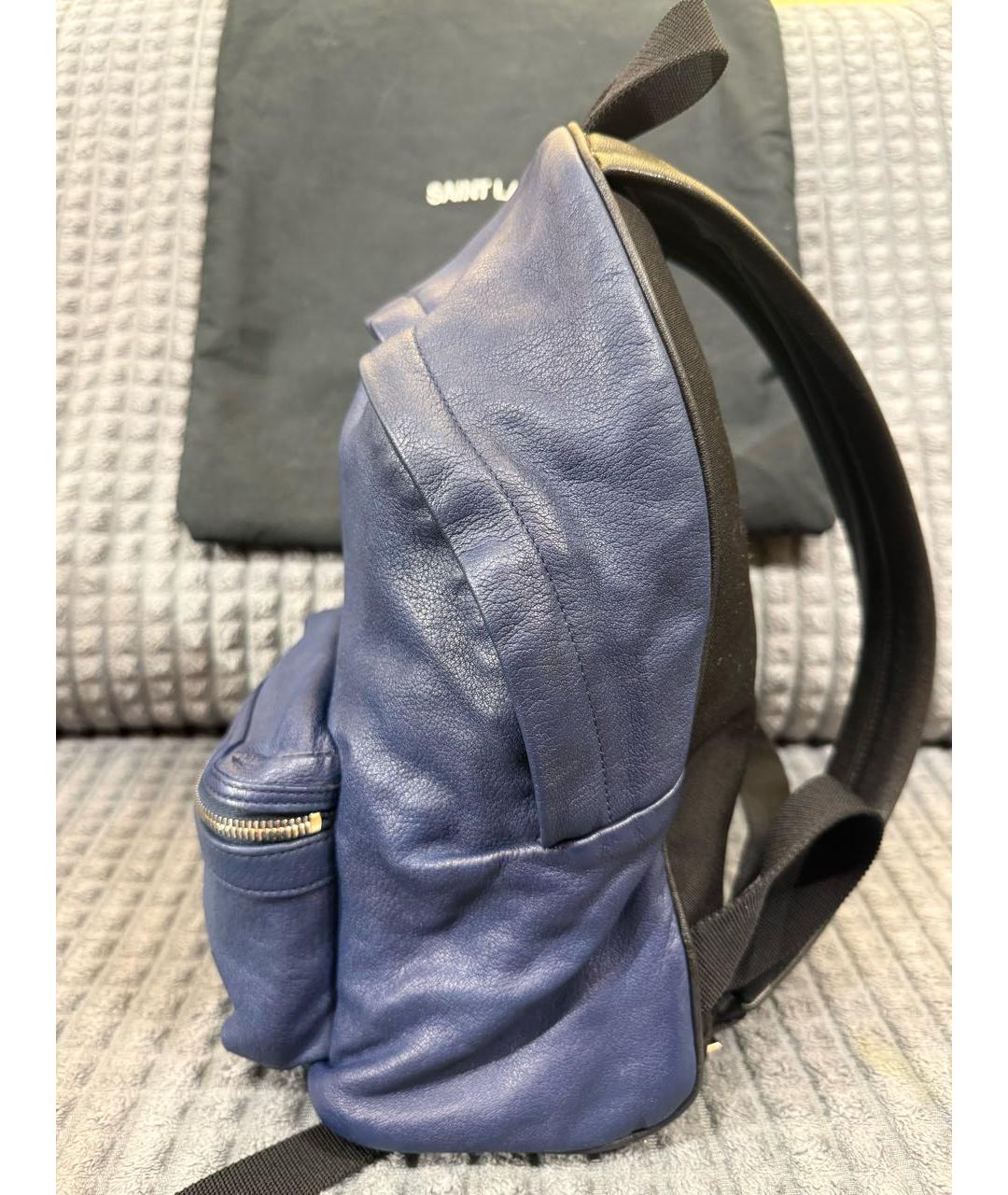 SAINT LAURENT Темно-синий кожаный рюкзак, фото 5