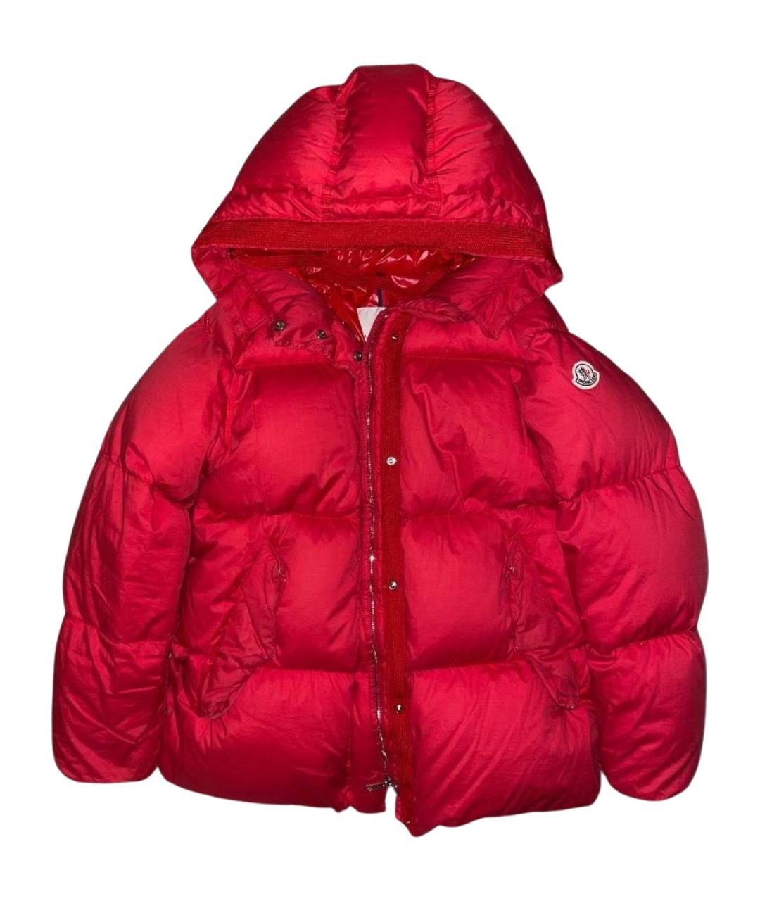 MONCLER Красный полиамидовый пуховик, фото 1