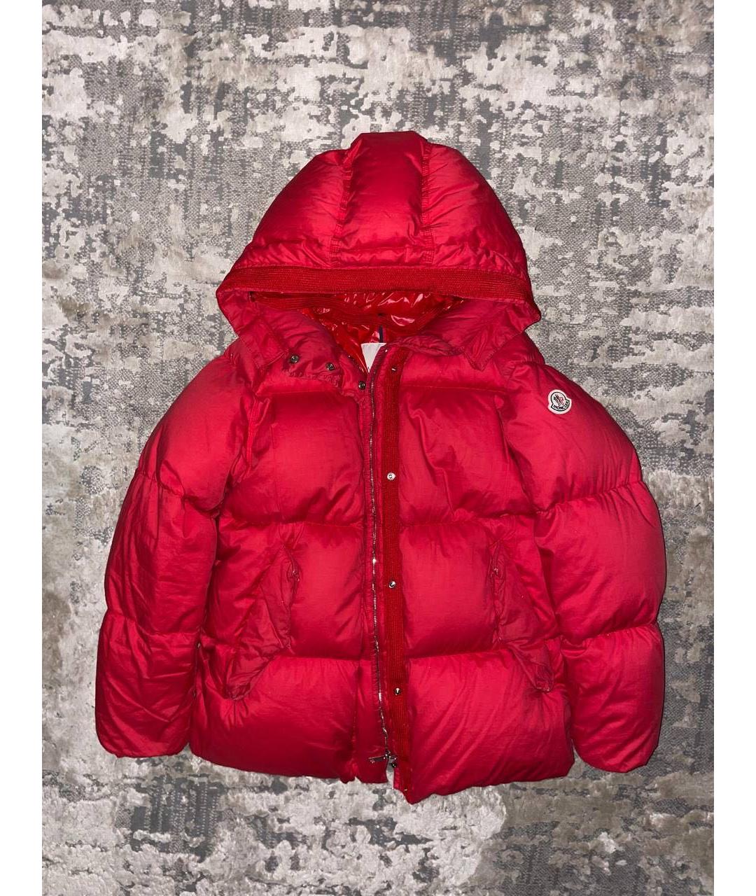 MONCLER Красный полиамидовый пуховик, фото 6