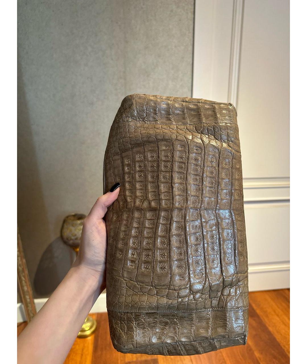 NANCY GONZALEZ Бежевая сумка с короткими ручками из экзотической кожи, фото 3