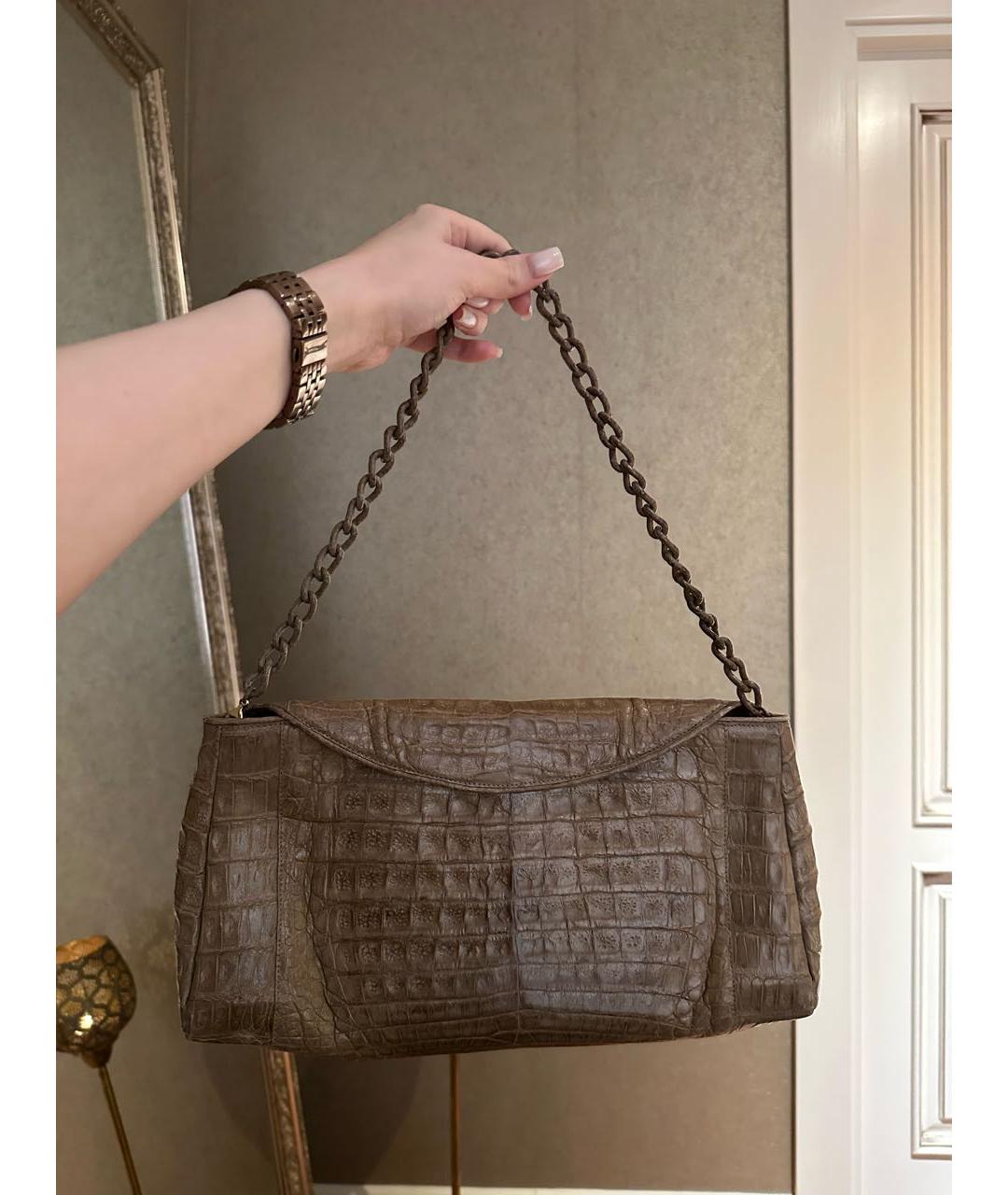 NANCY GONZALEZ Бежевая сумка с короткими ручками из экзотической кожи, фото 9