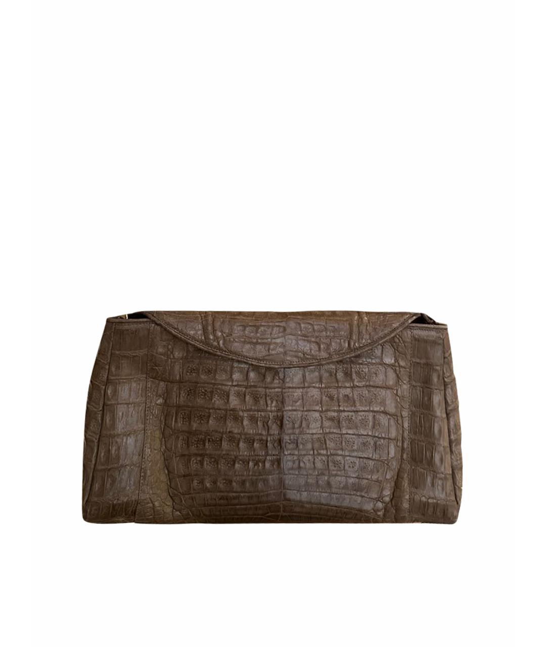 NANCY GONZALEZ Бежевая сумка с короткими ручками из экзотической кожи, фото 1