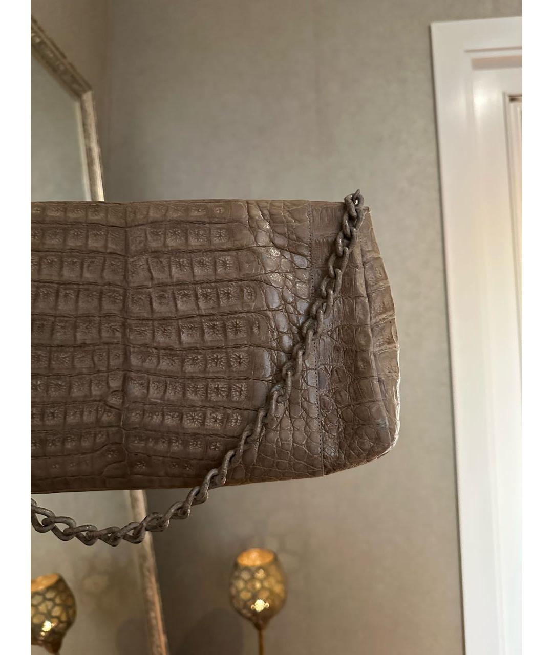 NANCY GONZALEZ Бежевая сумка с короткими ручками из экзотической кожи, фото 6