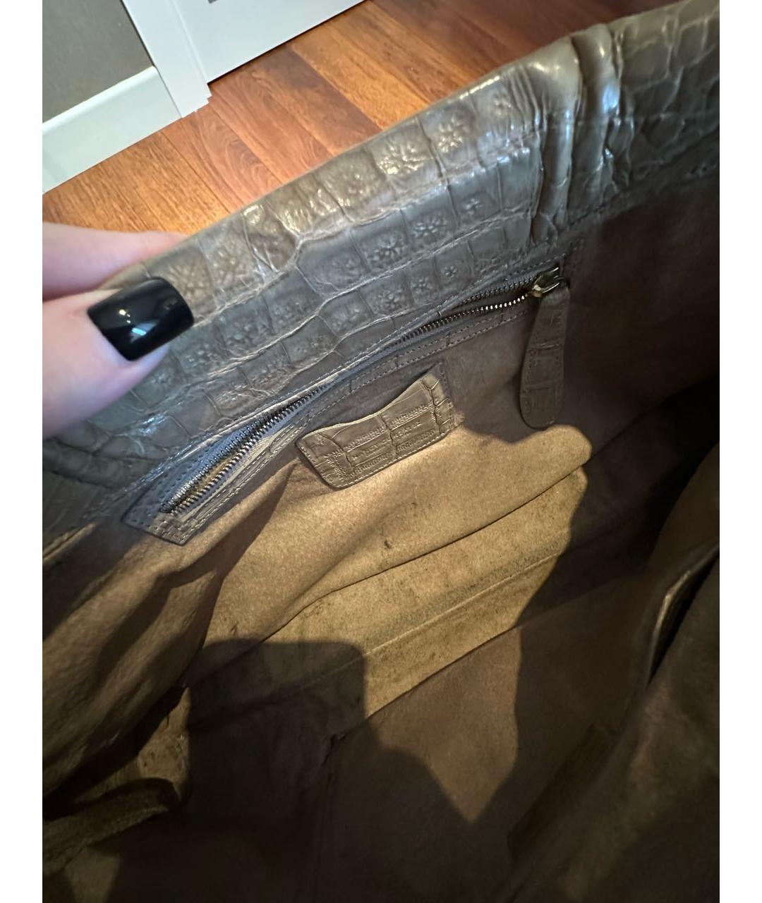 NANCY GONZALEZ Бежевая сумка с короткими ручками из экзотической кожи, фото 4