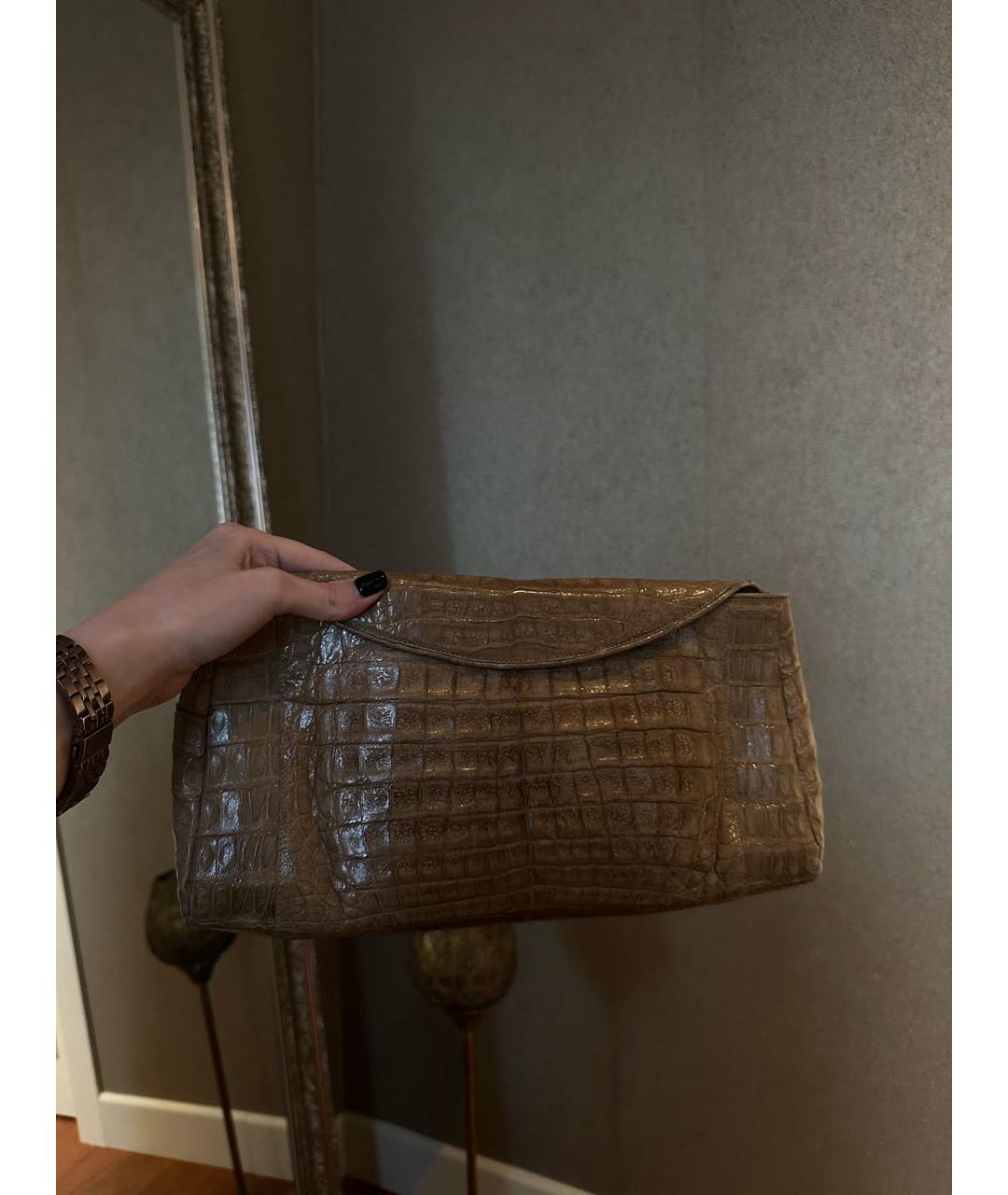 NANCY GONZALEZ Бежевая сумка с короткими ручками из экзотической кожи, фото 2