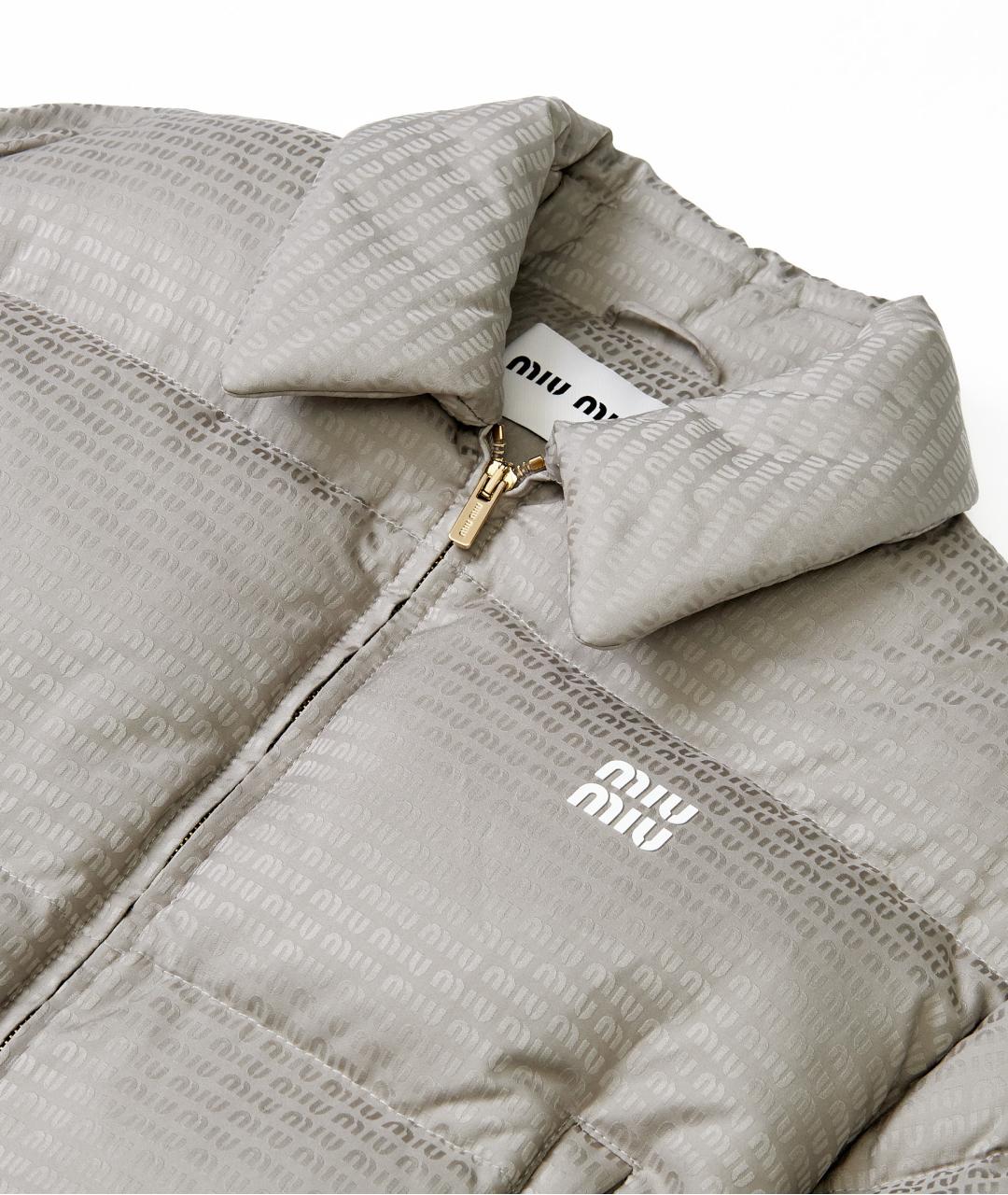 MIU MIU Серый полиэстеровый пуховик, фото 3