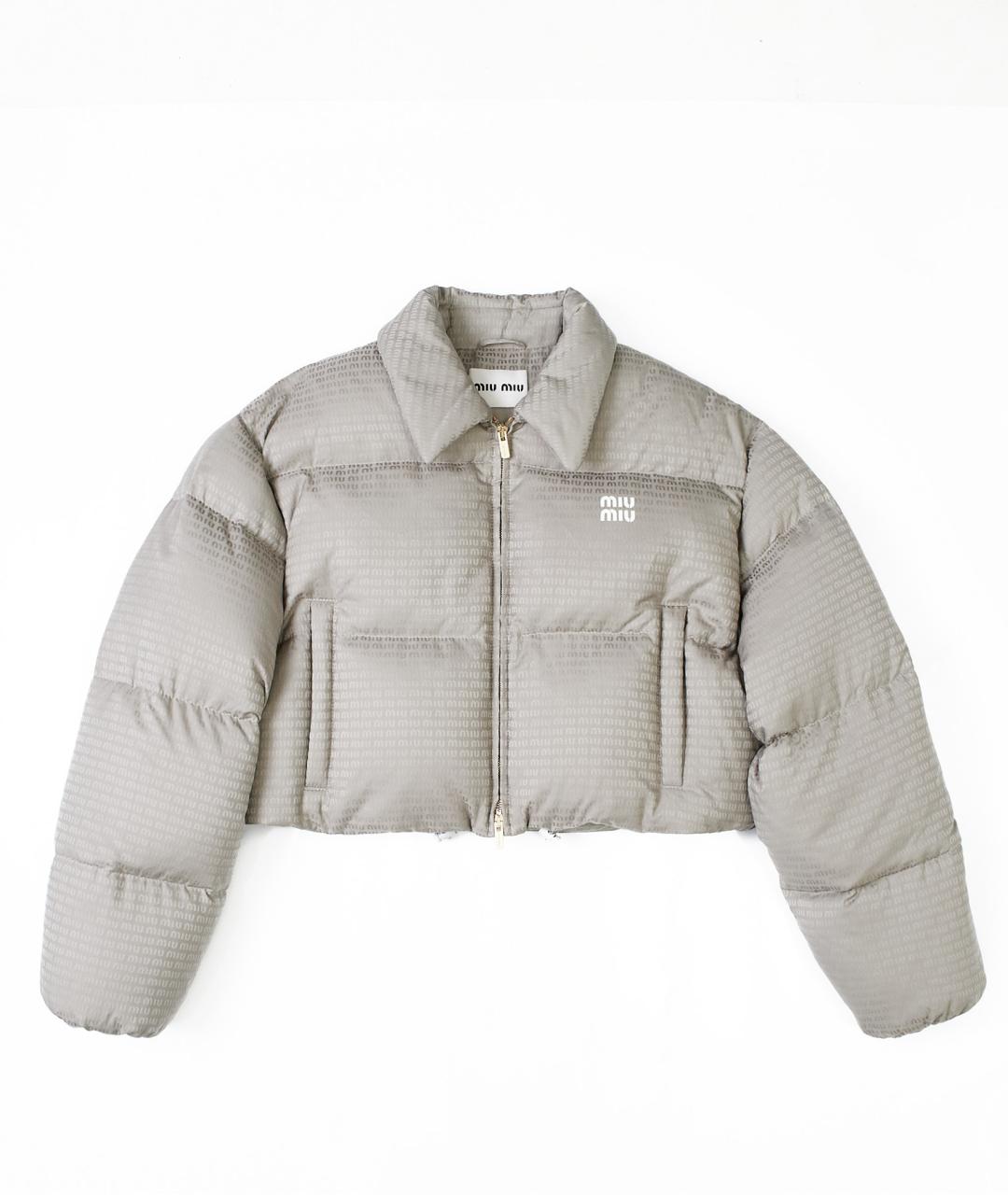 MIU MIU Серый полиэстеровый пуховик, фото 4