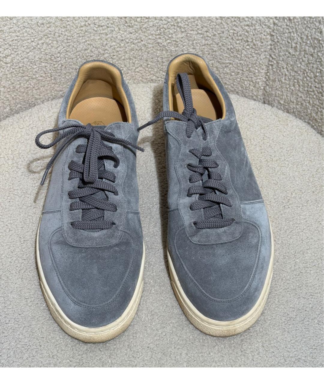 BRUNELLO CUCINELLI Серые замшевые низкие кроссовки / кеды, фото 2