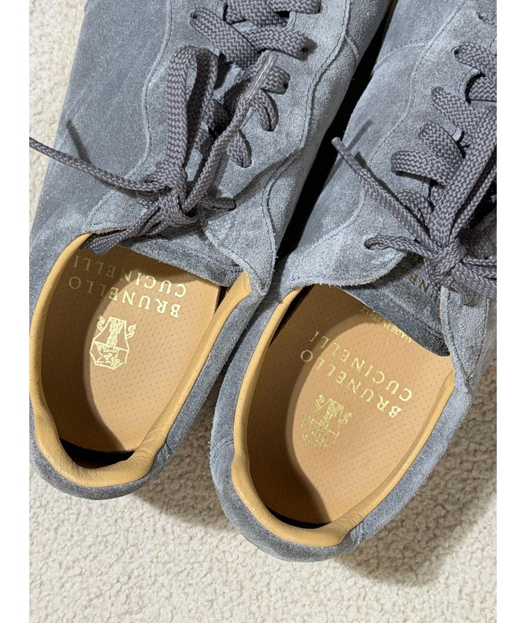 BRUNELLO CUCINELLI Серые замшевые низкие кроссовки / кеды, фото 3