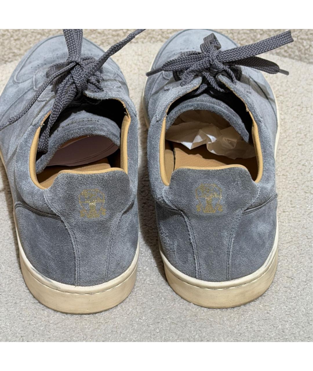 BRUNELLO CUCINELLI Серые замшевые низкие кроссовки / кеды, фото 4