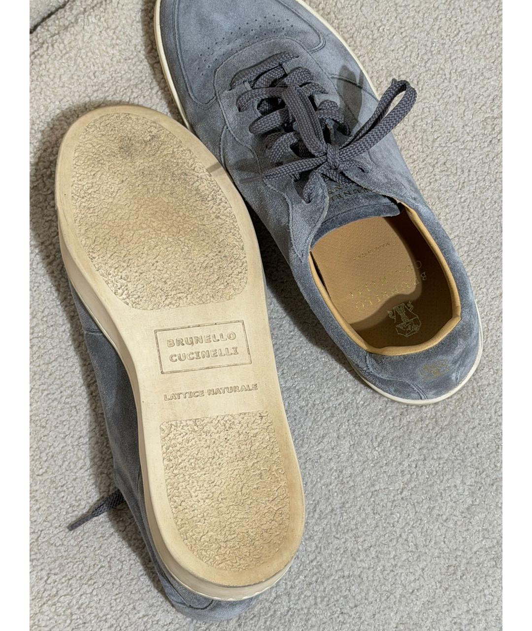 BRUNELLO CUCINELLI Серые замшевые низкие кроссовки / кеды, фото 8