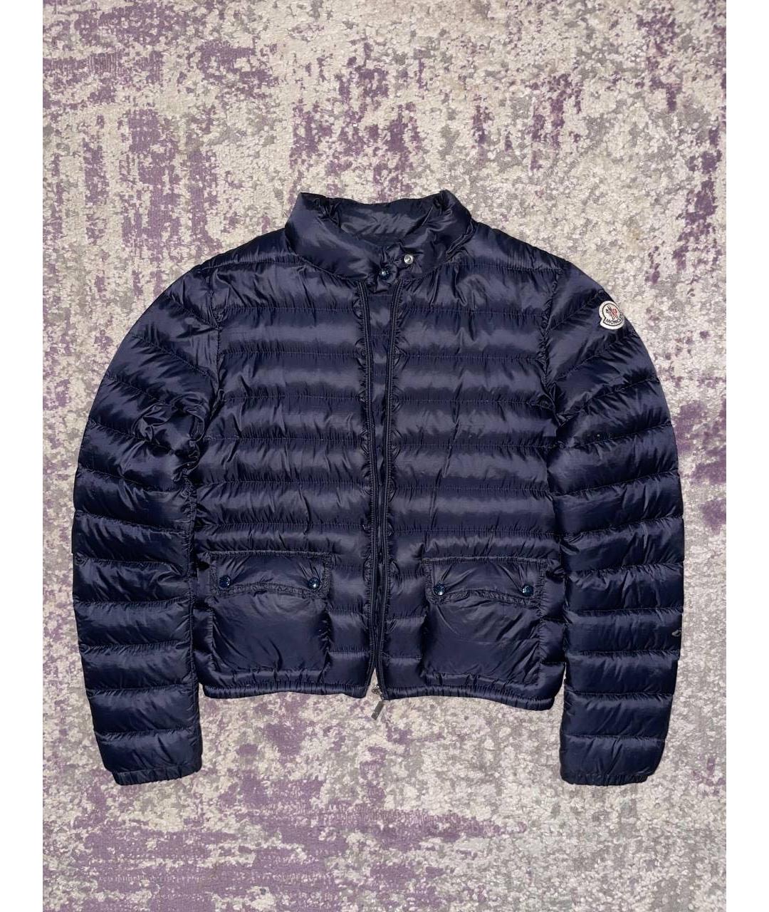 MONCLER Темно-синий полиамидовый пуховик, фото 5