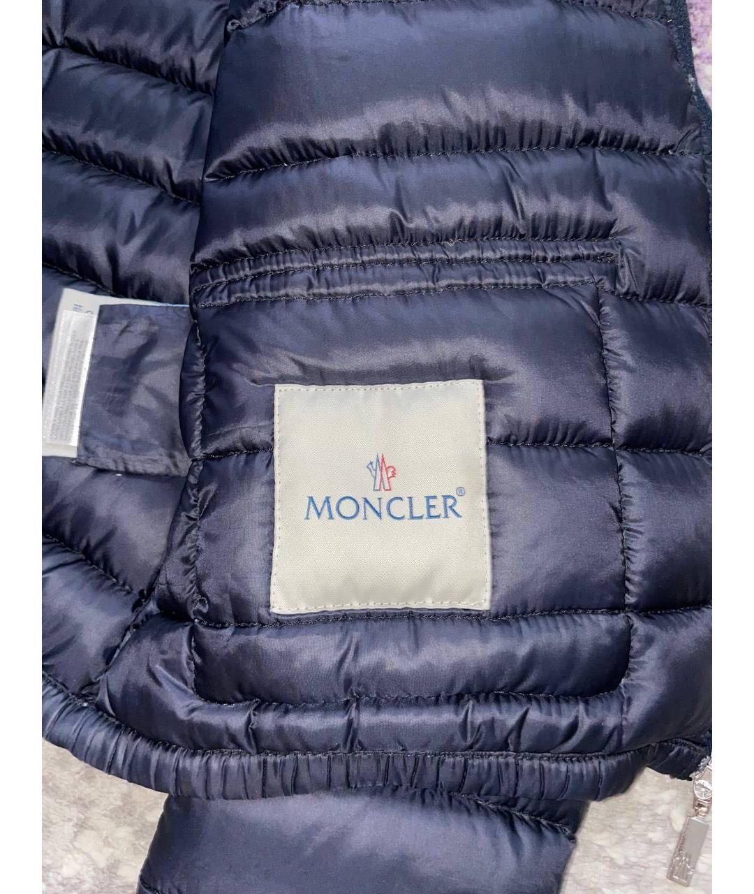 MONCLER Темно-синий полиамидовый пуховик, фото 3