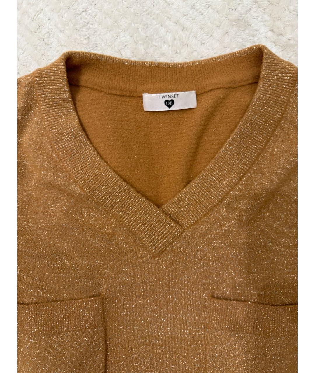 TWIN-SET Горчичный полиамидовый джемпер / свитер, фото 2