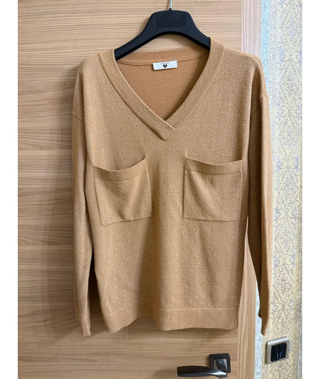 TWIN-SET Горчичный полиамидовый джемпер / свитер, фото 6