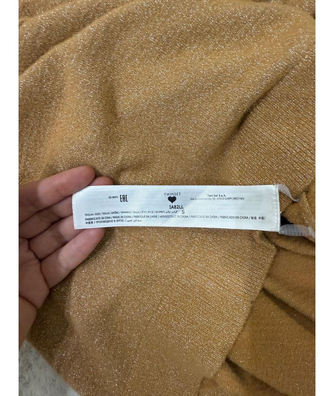 TWIN-SET Горчичный полиамидовый джемпер / свитер, фото 3