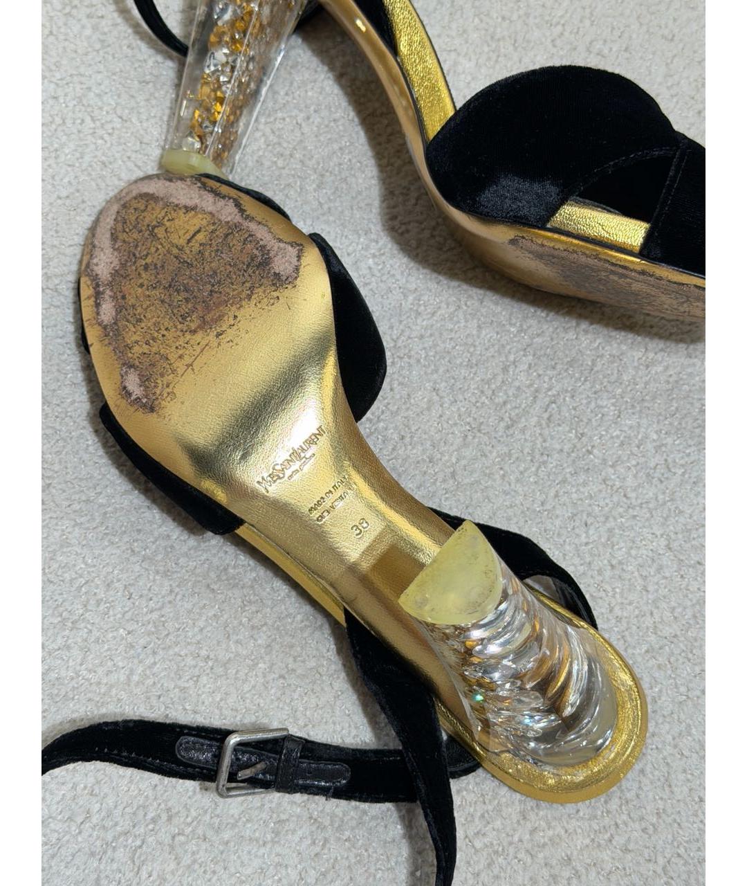 YVES SAINT LAURENT VINTAGE Черные замшевые босоножки, фото 8