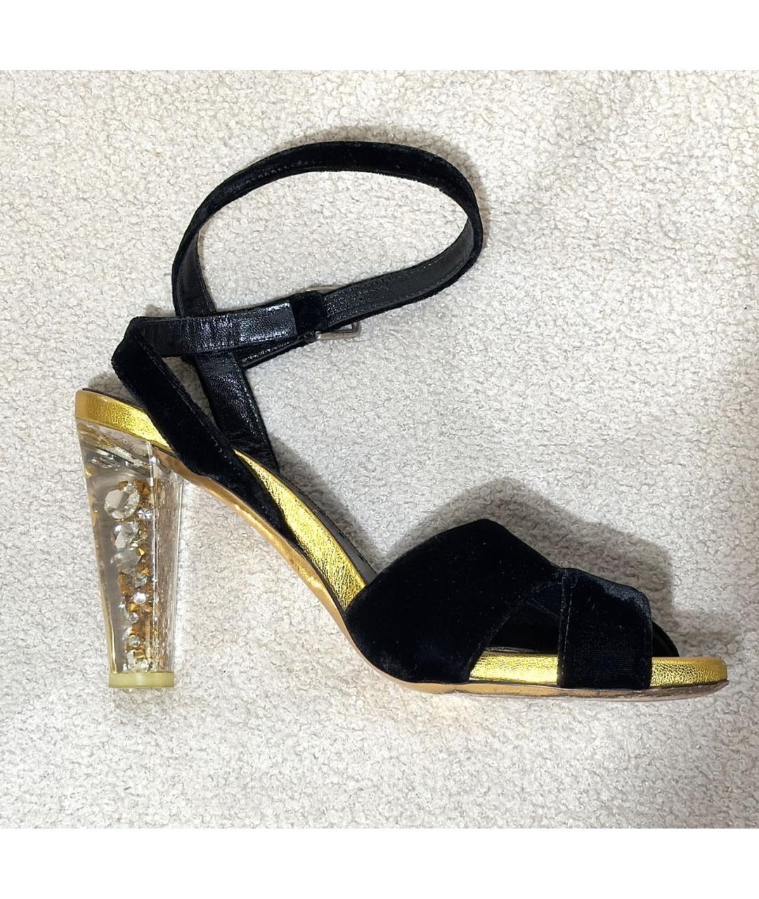 YVES SAINT LAURENT VINTAGE Черные замшевые босоножки, фото 9