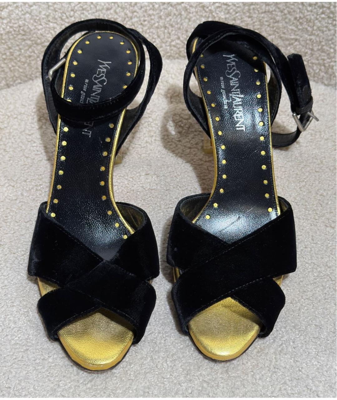 YVES SAINT LAURENT VINTAGE Черные замшевые босоножки, фото 2