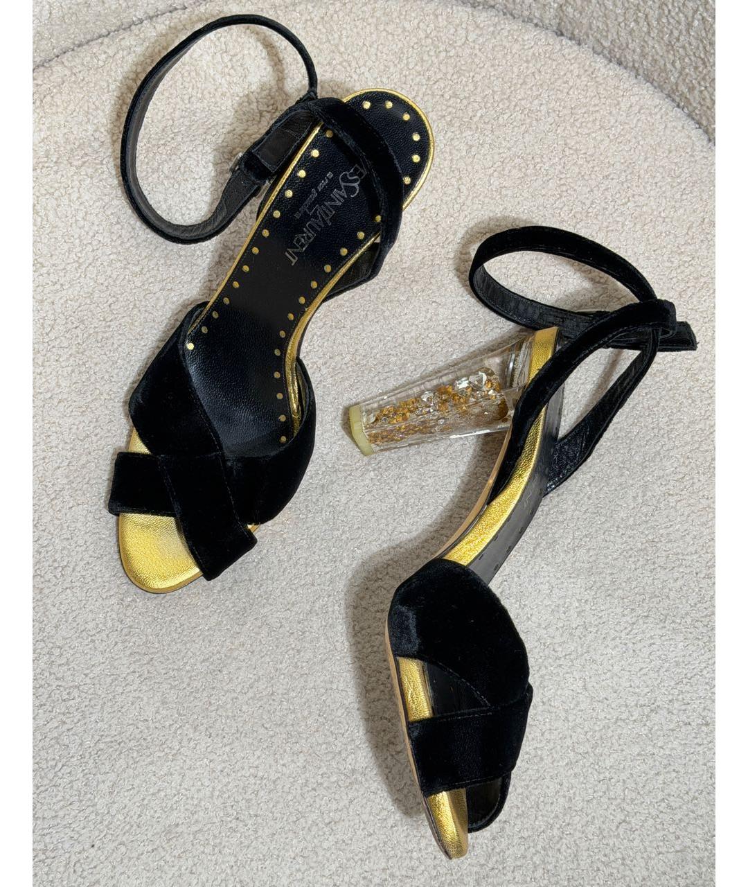 YVES SAINT LAURENT VINTAGE Черные замшевые босоножки, фото 7