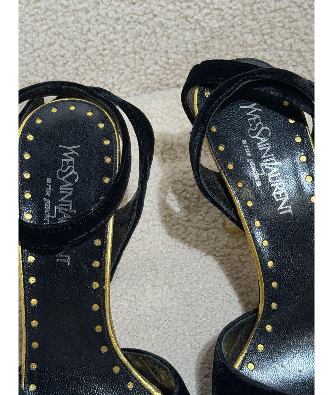 YVES SAINT LAURENT VINTAGE Черные замшевые босоножки, фото 3