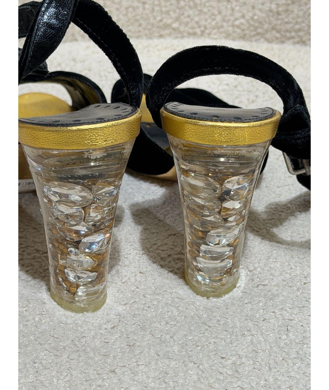 YVES SAINT LAURENT VINTAGE Черные замшевые босоножки, фото 4