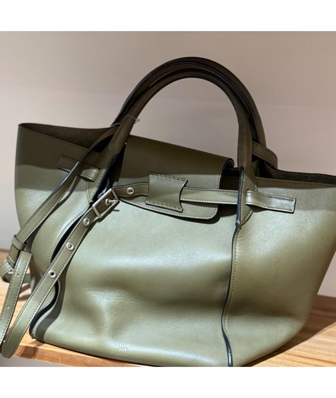 CELINE Хаки кожаная сумка через плечо, фото 4
