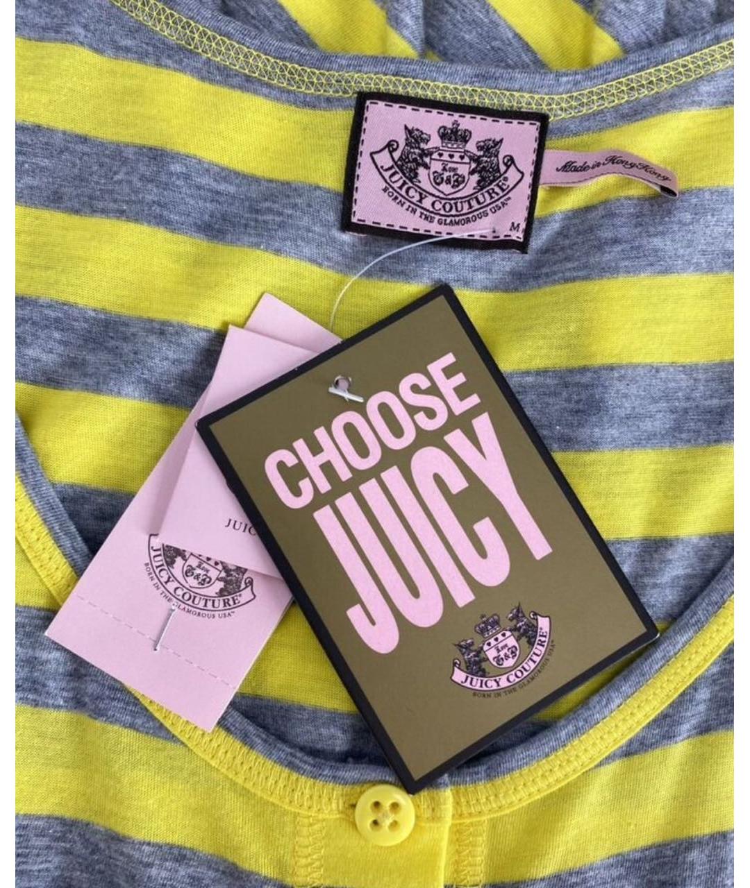 JUICY COUTURE Желтая хлопко-эластановая майка, фото 3