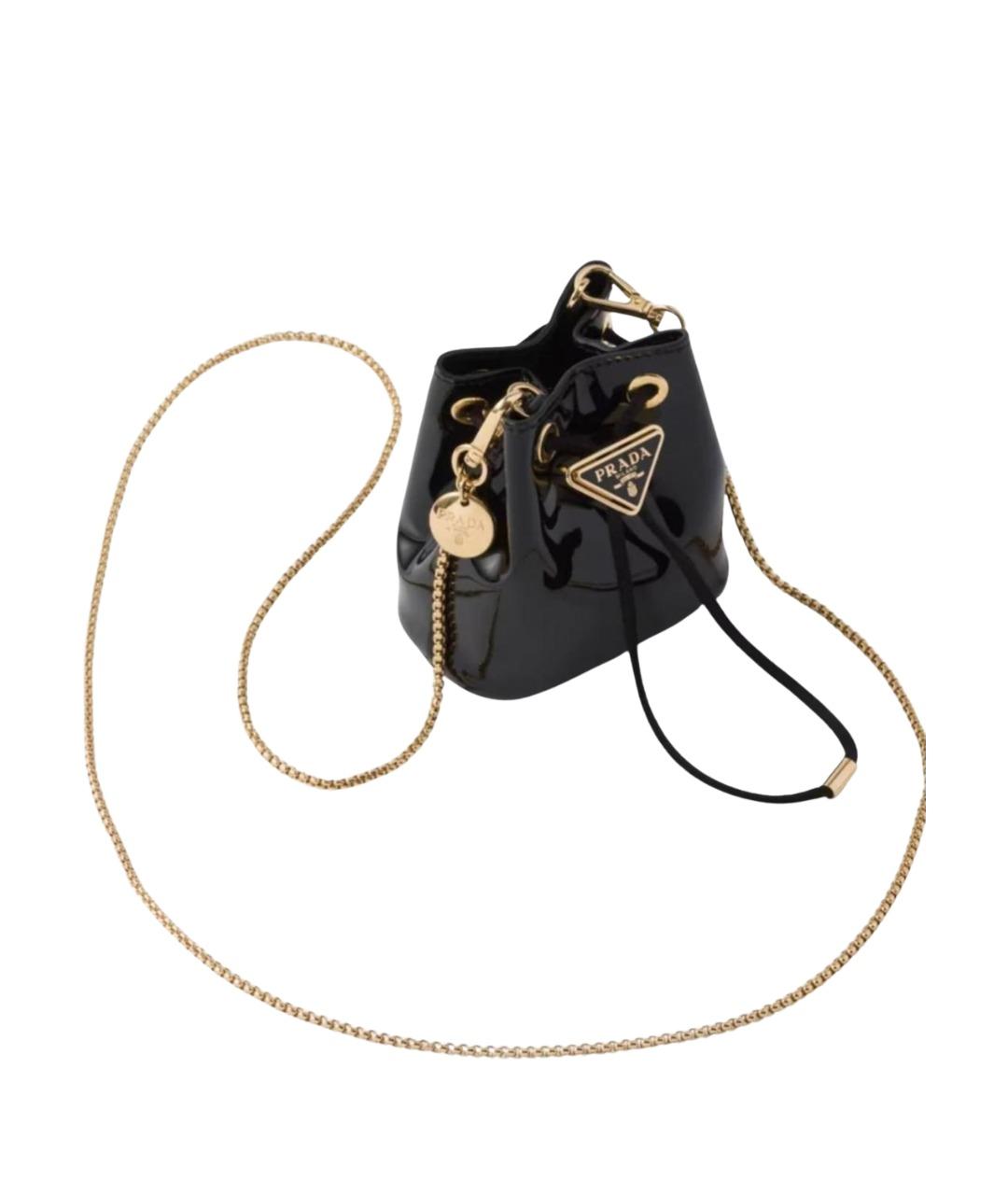 PRADA Черная сумка через плечо из лакированной кожи, фото 1