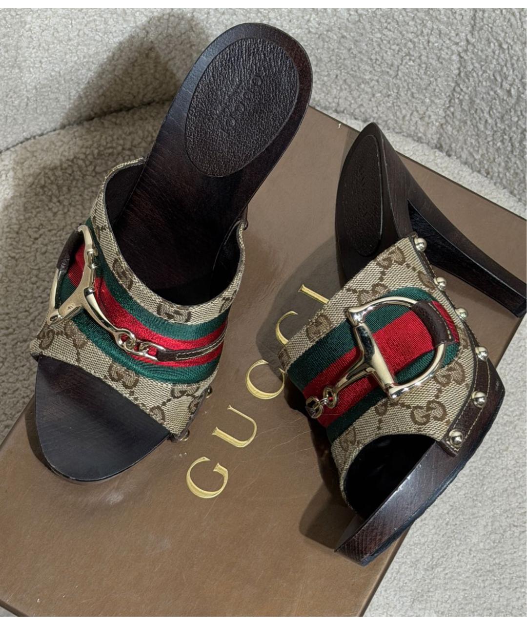 GUCCI Мульти текстильные мюли, фото 5