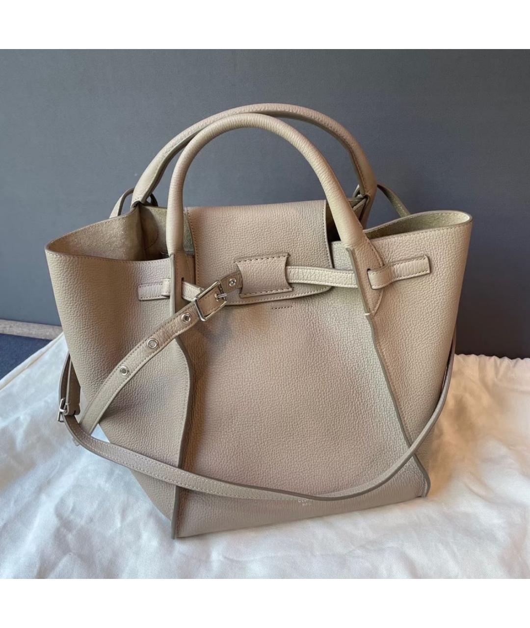 CELINE Бежевая кожаная сумка через плечо, фото 4