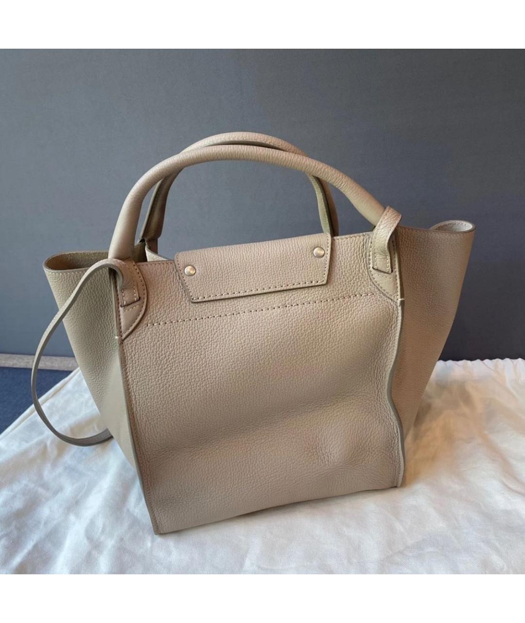 CELINE Бежевая кожаная сумка через плечо, фото 3