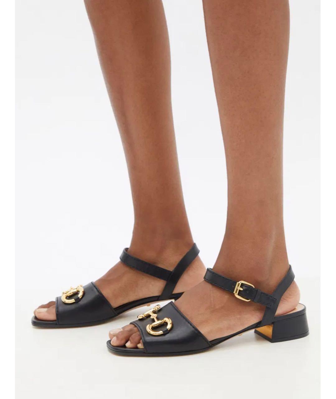 GUCCI Черные кожаные сандалии, фото 5