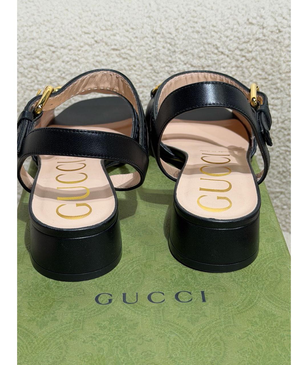 GUCCI Черные кожаные сандалии, фото 4