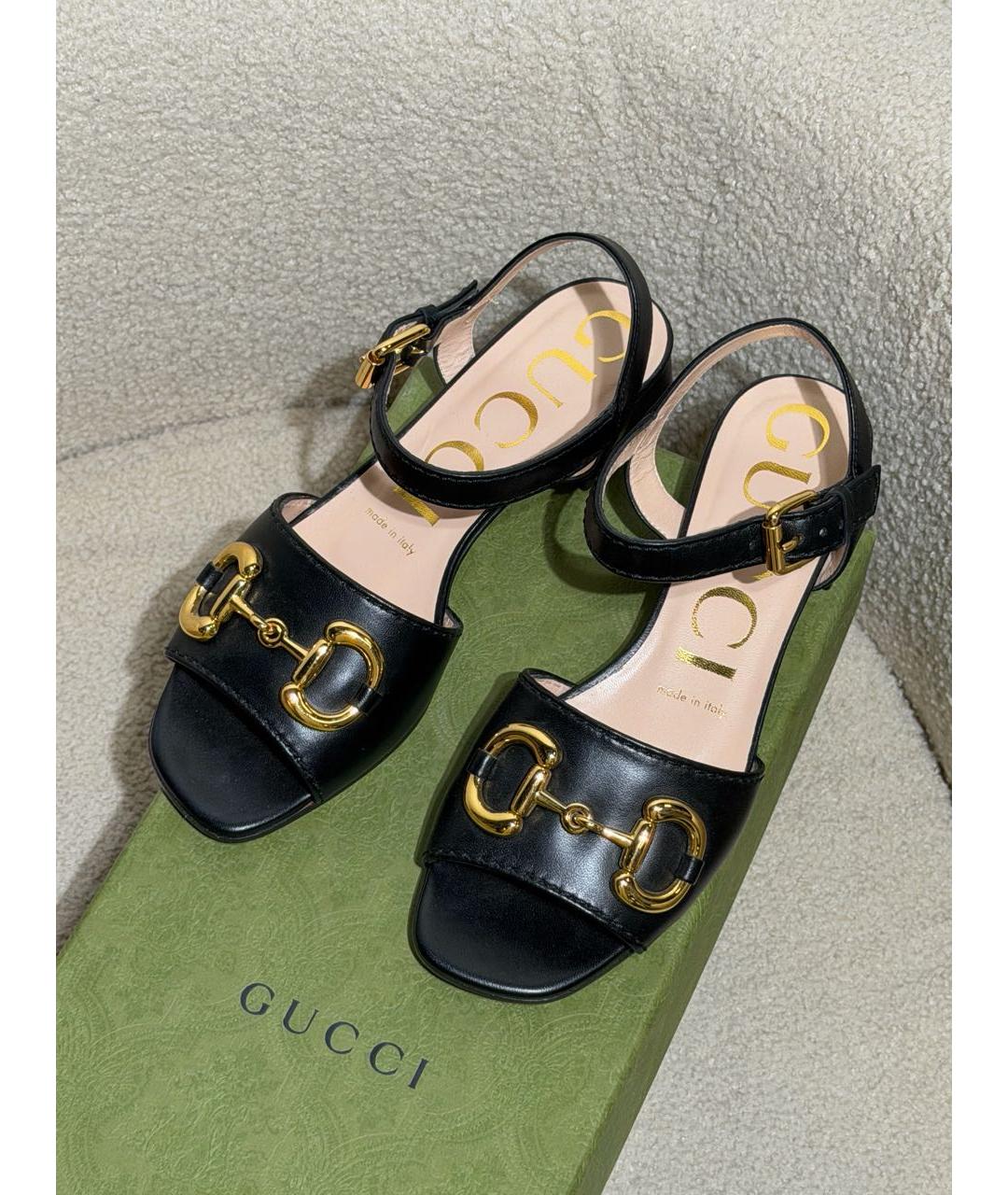 GUCCI Черные кожаные сандалии, фото 7