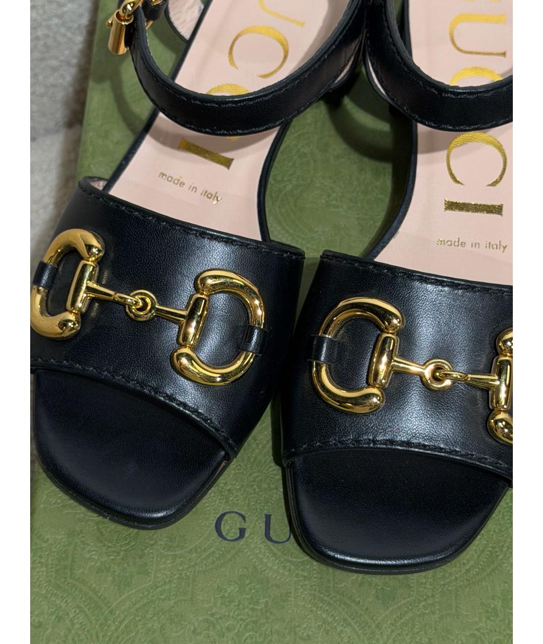 GUCCI Черные кожаные сандалии, фото 6