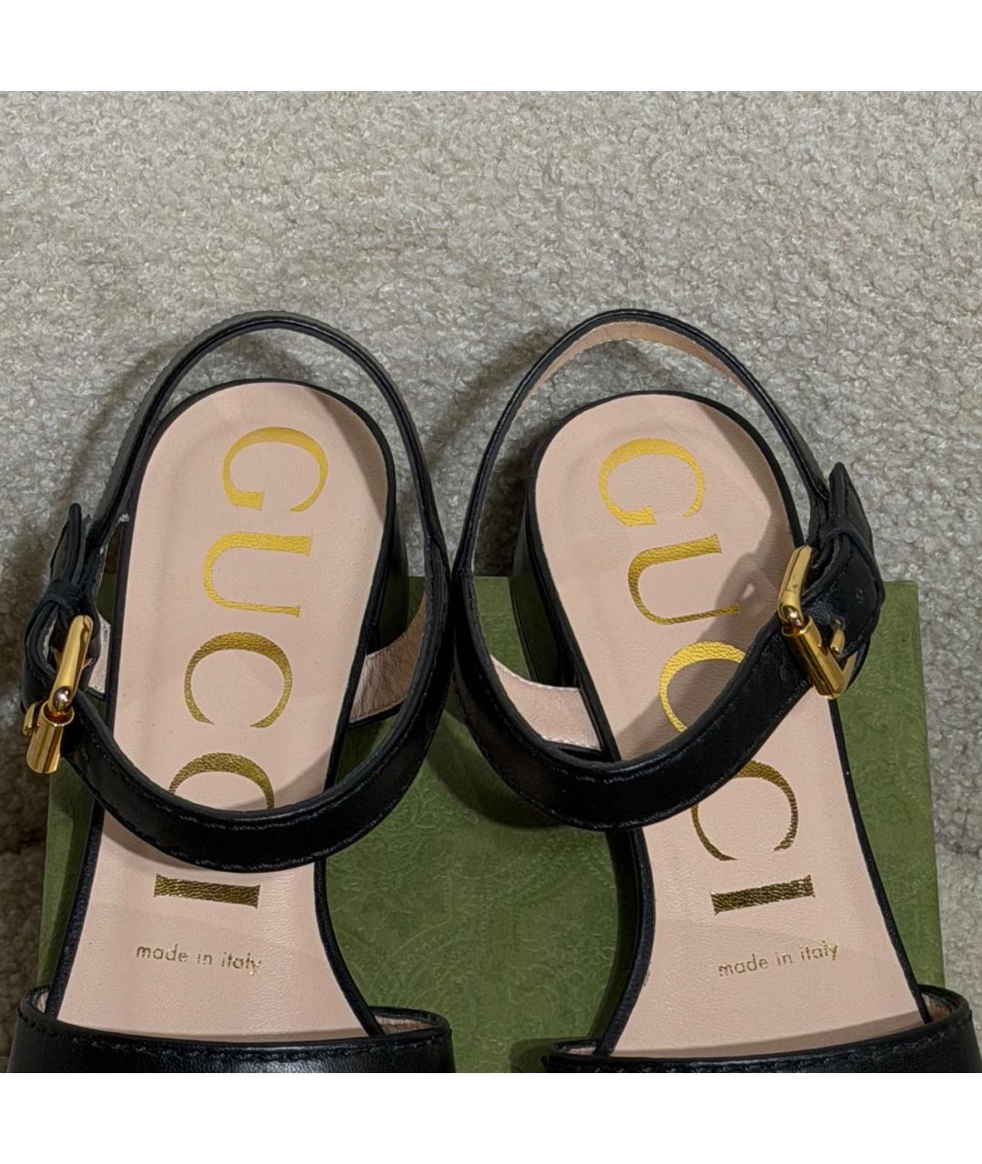 GUCCI Черные кожаные сандалии, фото 3