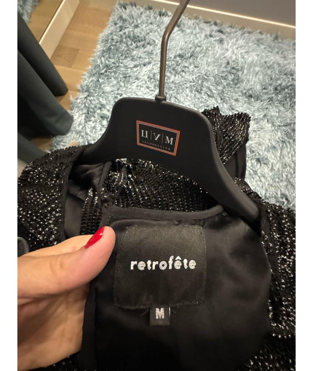 Retrofête Черное вискозное коктейльное платье, фото 3