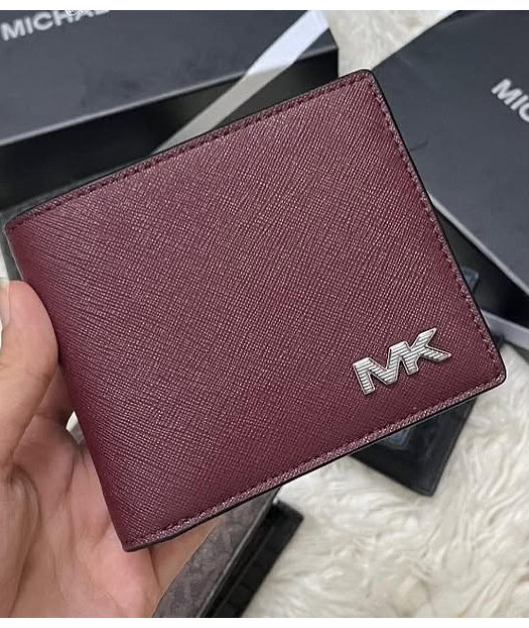 MICHAEL KORS Бордовый кожаный кошелек, фото 4