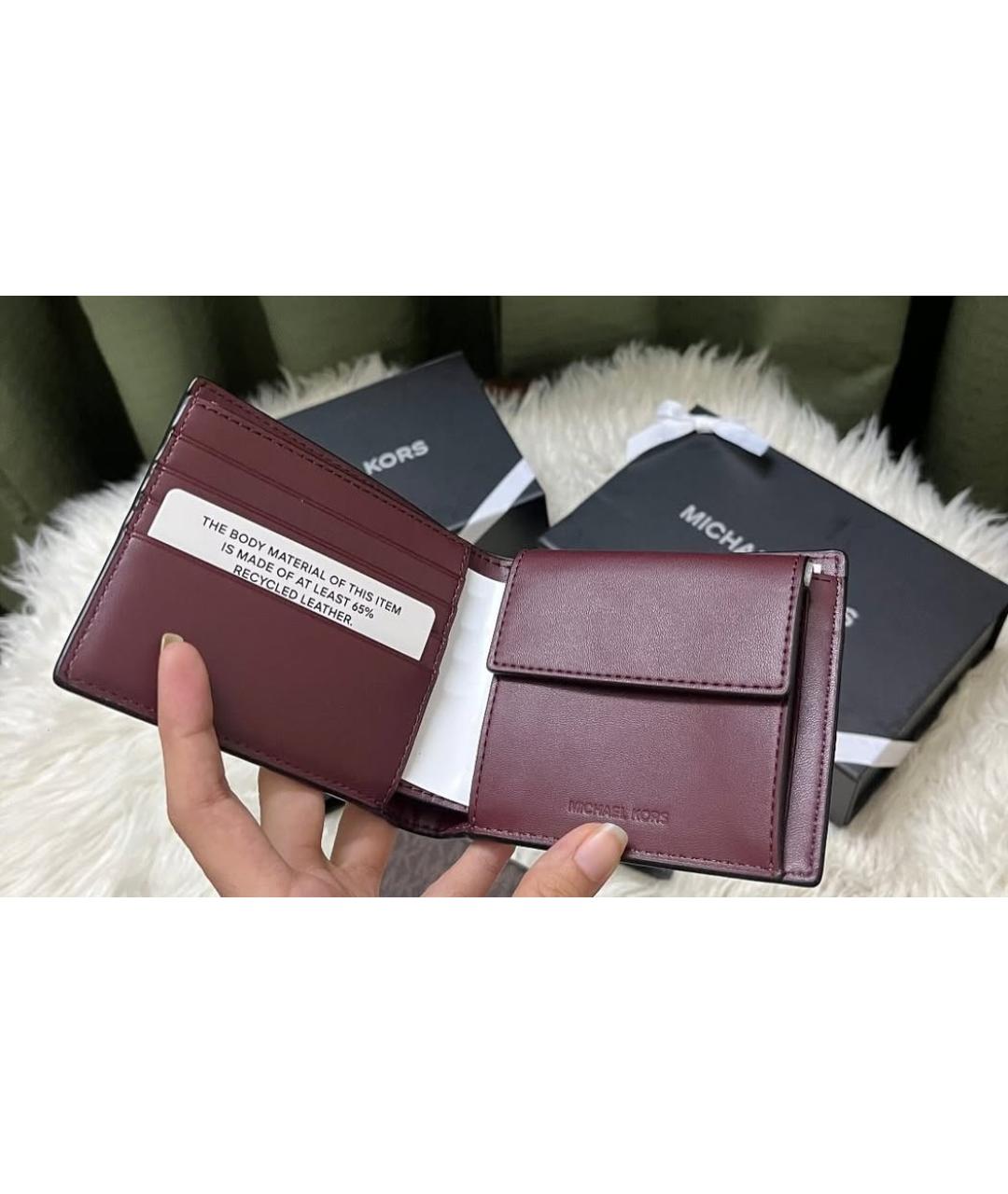 MICHAEL KORS Бордовый кожаный кошелек, фото 5