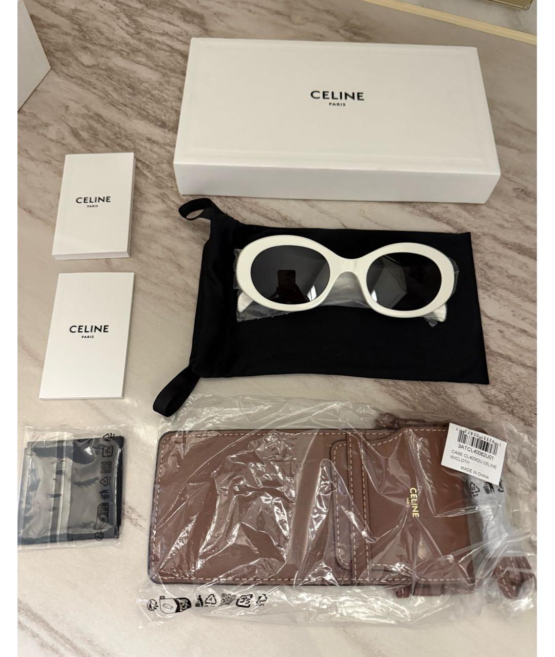 CELINE Белые пластиковые солнцезащитные очки, фото 2