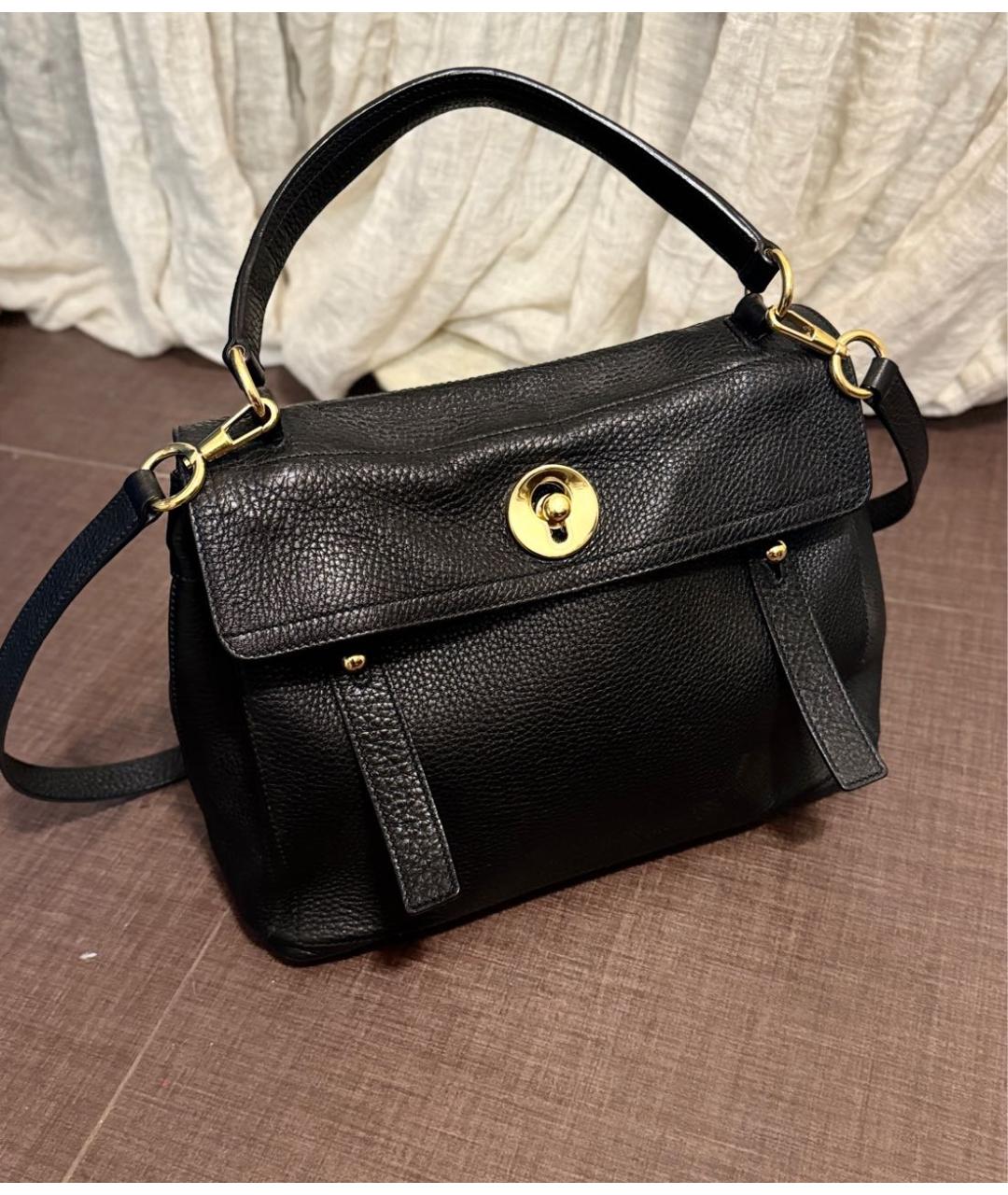 YVES SAINT LAURENT VINTAGE Черная кожаная сумка через плечо, фото 9